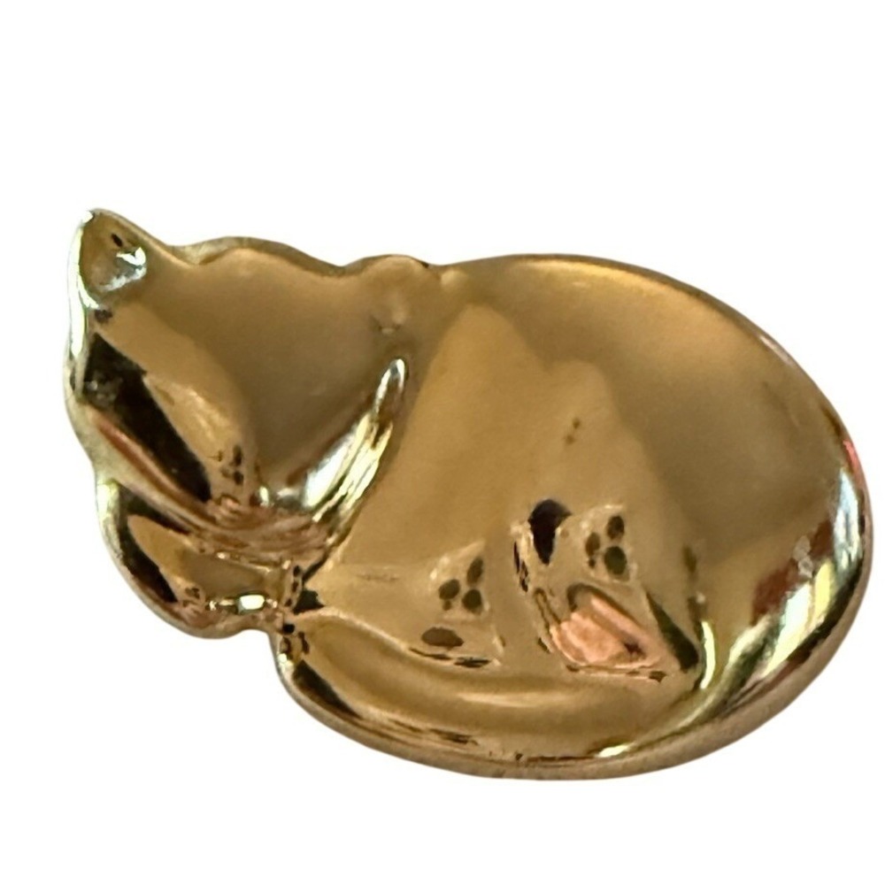 VINTAGE LIZ CLAIBORNE CAT PIN 1994 GOLDTONE BROOCH JEWELRYâ Signed